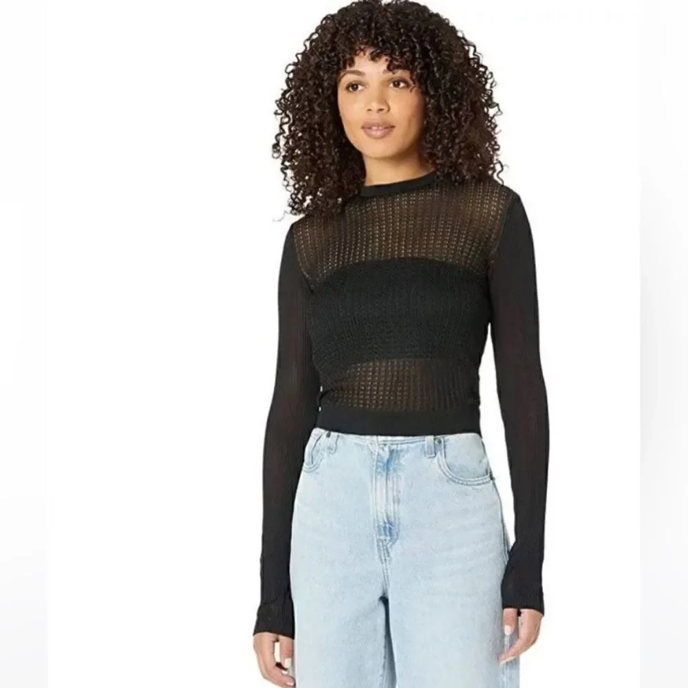 Free People NWT Free People H20 Crew Pullover Black S